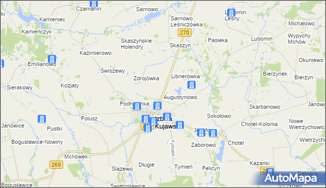mapa Augustynowo gmina Izbica Kujawska, Augustynowo gmina Izbica Kujawska na mapie Targeo
