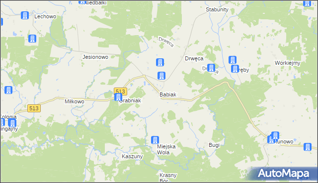 mapa Babiak gmina Lidzbark Warmiński, Babiak gmina Lidzbark Warmiński na mapie Targeo