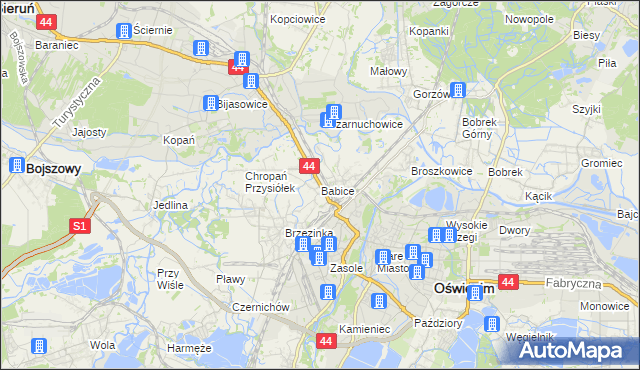 mapa Babice gmina Oświęcim, Babice gmina Oświęcim na mapie Targeo