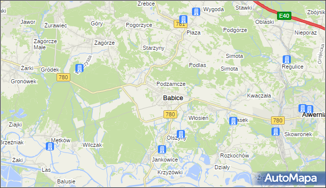 mapa Babice powiat chrzanowski, Babice powiat chrzanowski na mapie Targeo