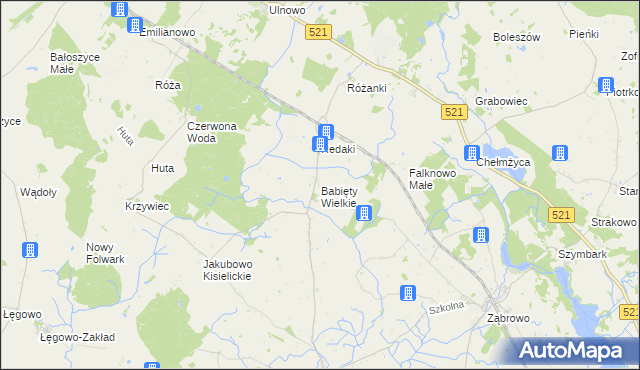 mapa Babięty Wielkie, Babięty Wielkie na mapie Targeo