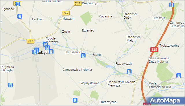 mapa Babin gmina Bełżyce, Babin gmina Bełżyce na mapie Targeo