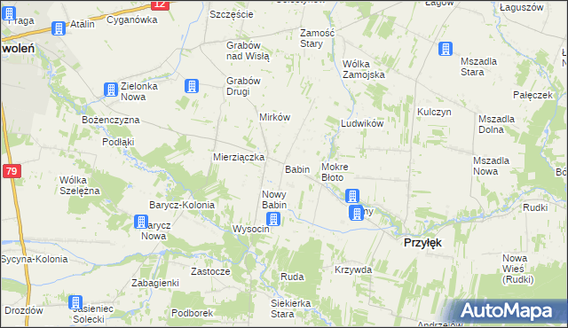 mapa Babin gmina Przyłęk, Babin gmina Przyłęk na mapie Targeo