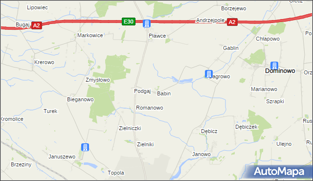 mapa Babin gmina Środa Wielkopolska, Babin gmina Środa Wielkopolska na mapie Targeo