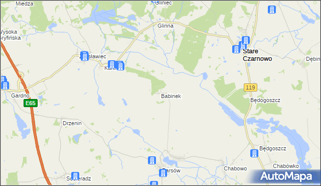 mapa Babinek gmina Bielice, Babinek gmina Bielice na mapie Targeo