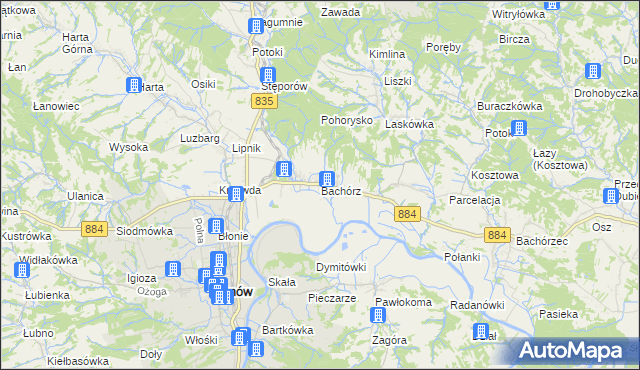 mapa Bachórz gmina Dynów, Bachórz gmina Dynów na mapie Targeo