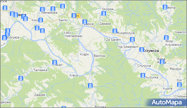 mapa Bachów, Bachów na mapie Targeo