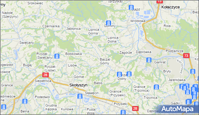 mapa Bączal Górny, Bączal Górny na mapie Targeo