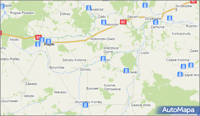 mapa Baczki gmina Repki, Baczki gmina Repki na mapie Targeo