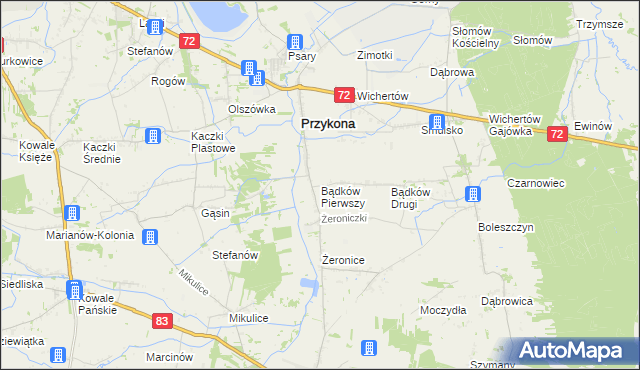 mapa Bądków Pierwszy, Bądków Pierwszy na mapie Targeo