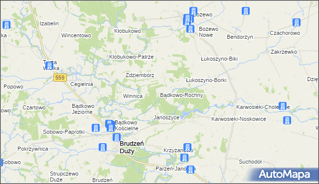 mapa Bądkowo-Rochny, Bądkowo-Rochny na mapie Targeo