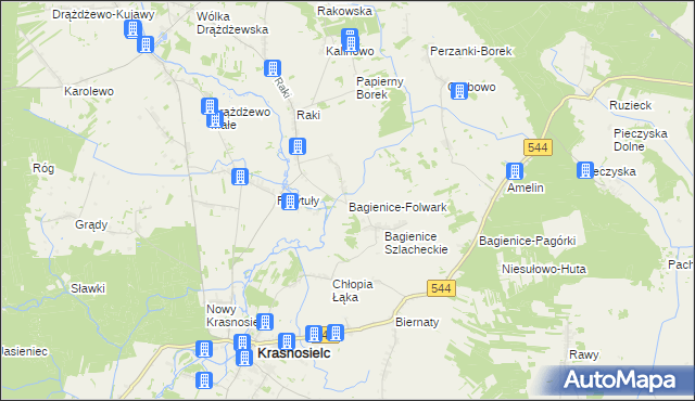 mapa Bagienice-Folwark, Bagienice-Folwark na mapie Targeo