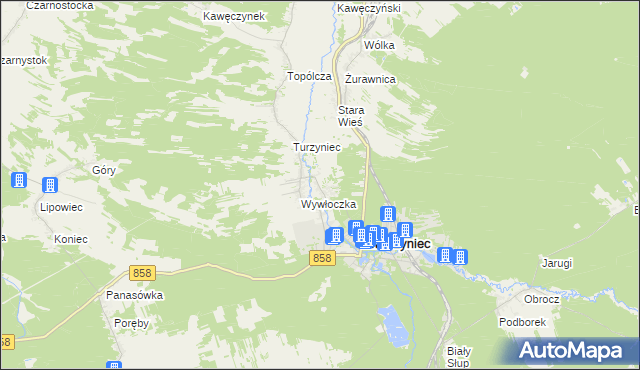 mapa Bagno gmina Zwierzyniec, Bagno gmina Zwierzyniec na mapie Targeo