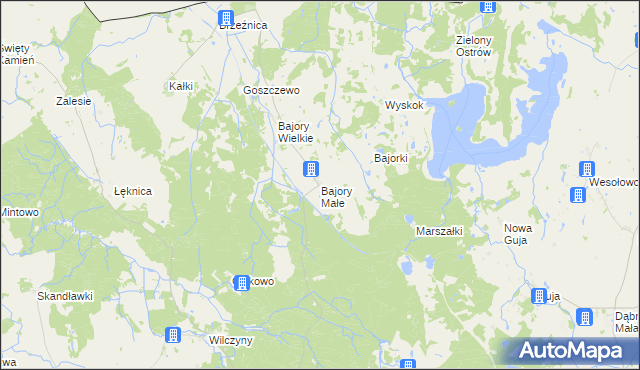 mapa Bajory Małe, Bajory Małe na mapie Targeo