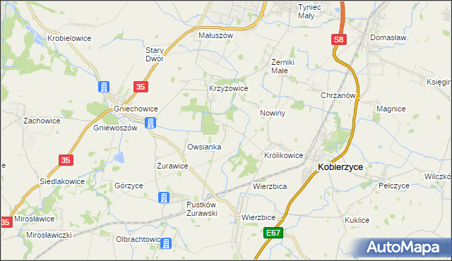 mapa Bąki gmina Kobierzyce, Bąki gmina Kobierzyce na mapie Targeo