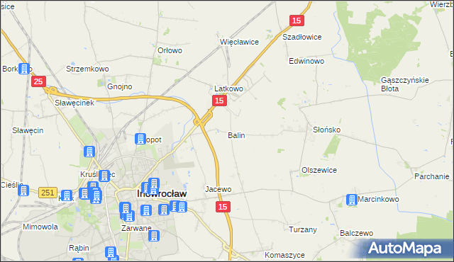 mapa Balin gmina Inowrocław, Balin gmina Inowrocław na mapie Targeo