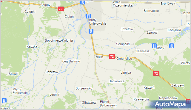 mapa Balin gmina Poddębice, Balin gmina Poddębice na mapie Targeo