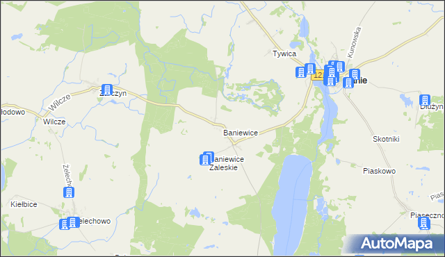 mapa Baniewice, Baniewice na mapie Targeo