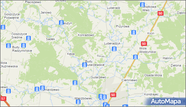 mapa Baraki gmina Sochocin, Baraki gmina Sochocin na mapie Targeo