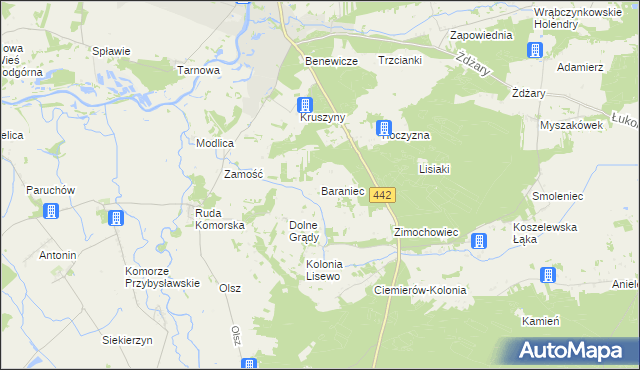 mapa Baraniec gmina Pyzdry, Baraniec gmina Pyzdry na mapie Targeo