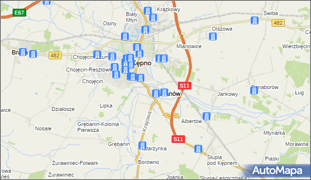 mapa Baranów powiat kępiński, Baranów powiat kępiński na mapie Targeo