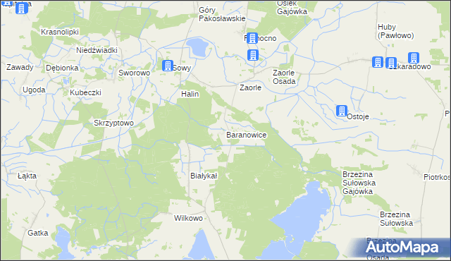 mapa Baranowice gmina Milicz, Baranowice gmina Milicz na mapie Targeo
