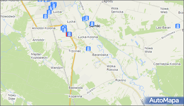 mapa Baranówka gmina Lubartów, Baranówka gmina Lubartów na mapie Targeo