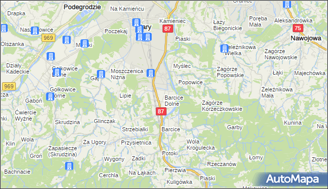 mapa Barcice Dolne, Barcice Dolne na mapie Targeo