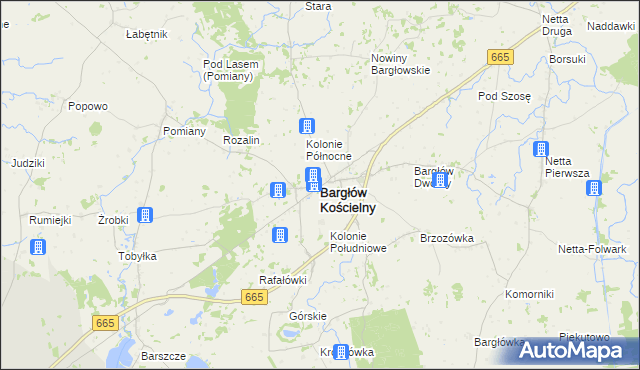 mapa Bargłów Kościelny, Bargłów Kościelny na mapie Targeo