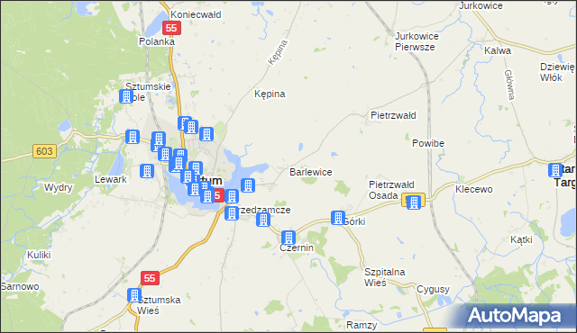 mapa Barlewice, Barlewice na mapie Targeo
