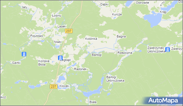 mapa Barłogi gmina Tuchola, Barłogi gmina Tuchola na mapie Targeo