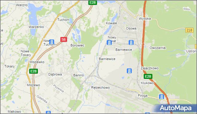 mapa Barniewice, Barniewice na mapie Targeo