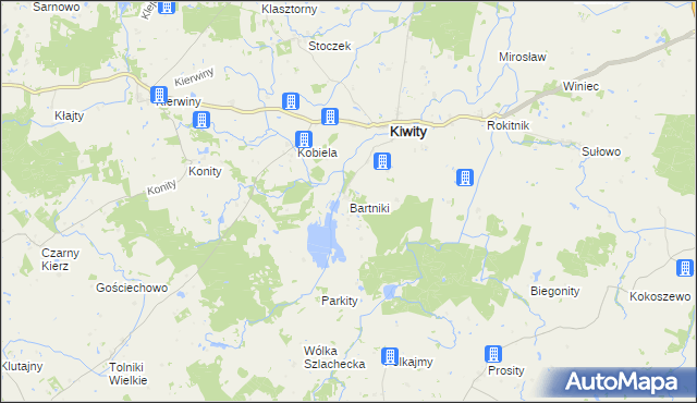 mapa Bartniki gmina Kiwity, Bartniki gmina Kiwity na mapie Targeo