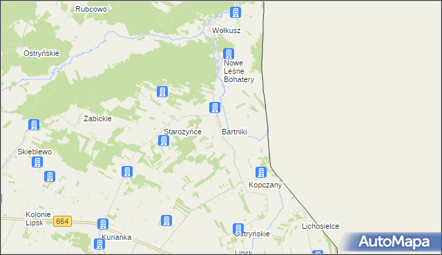 mapa Bartniki gmina Lipsk, Bartniki gmina Lipsk na mapie Targeo