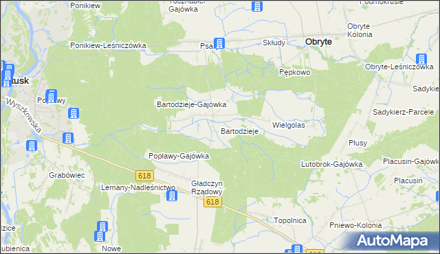 mapa Bartodzieje gmina Obryte, Bartodzieje gmina Obryte na mapie Targeo