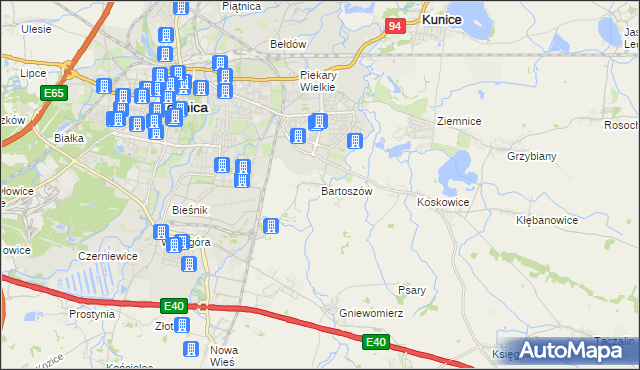 mapa Bartoszów gmina Legnickie Pole, Bartoszów gmina Legnickie Pole na mapie Targeo