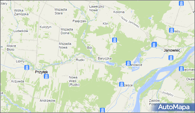 mapa Baryczka gmina Przyłęk, Baryczka gmina Przyłęk na mapie Targeo