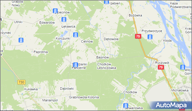 mapa Basinów gmina Magnuszew, Basinów gmina Magnuszew na mapie Targeo