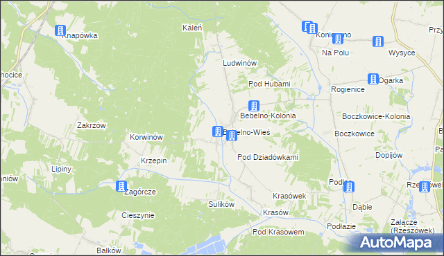 mapa Bebelno-Wieś, Bebelno-Wieś na mapie Targeo