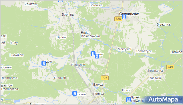 mapa Bębnów gmina Gowarczów, Bębnów gmina Gowarczów na mapie Targeo