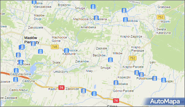 mapa Bęczków, Bęczków na mapie Targeo