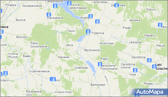 mapa Bęczkowice, Bęczkowice na mapie Targeo