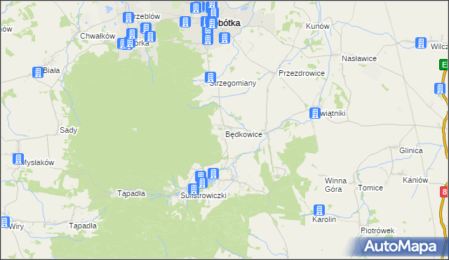 mapa Będkowice gmina Sobótka, Będkowice gmina Sobótka na mapie Targeo