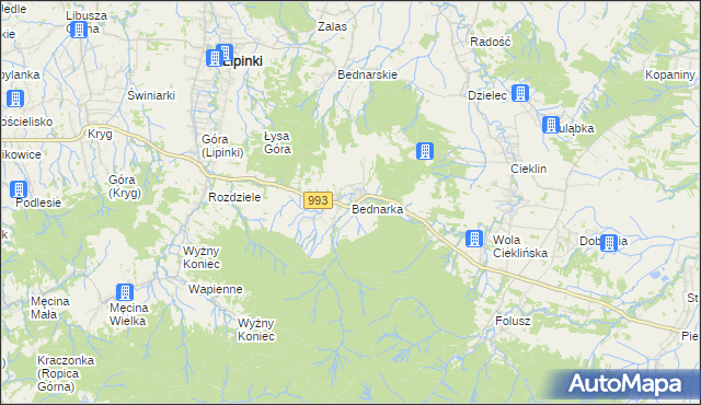 mapa Bednarka gmina Lipinki, Bednarka gmina Lipinki na mapie Targeo