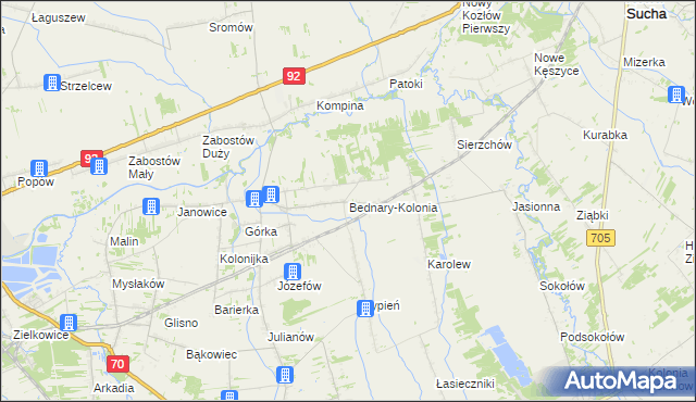mapa Bednary-Kolonia, Bednary-Kolonia na mapie Targeo