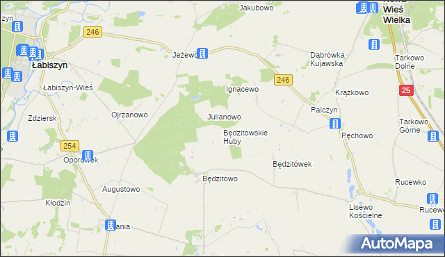 mapa Będzitowskie Huby, Będzitowskie Huby na mapie Targeo