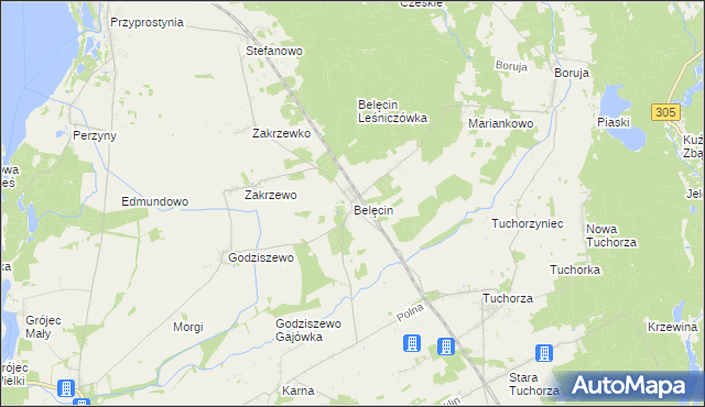 mapa Belęcin, Belęcin na mapie Targeo