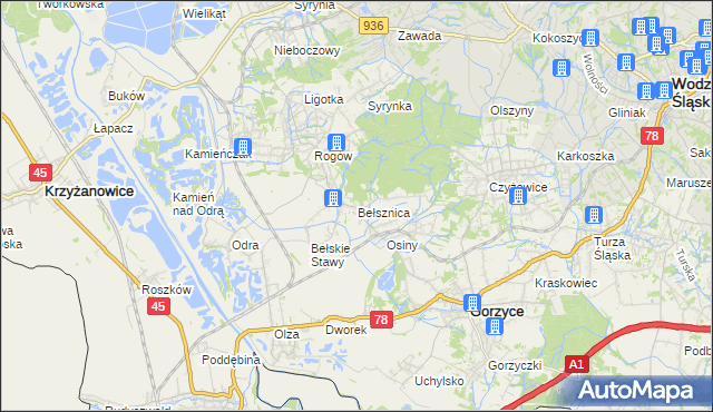 mapa Bełsznica, Bełsznica na mapie Targeo