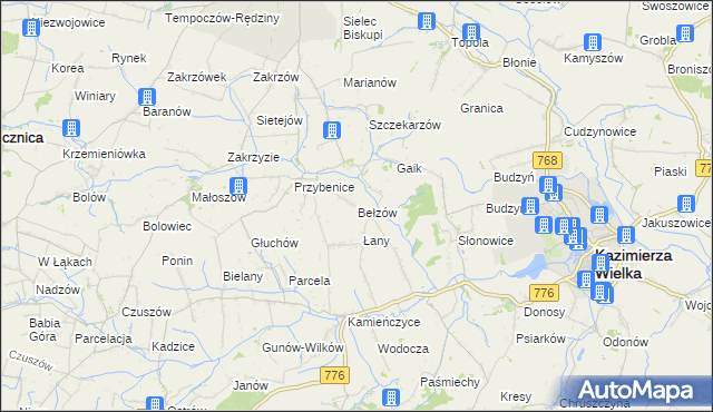 mapa Bełzów, Bełzów na mapie Targeo