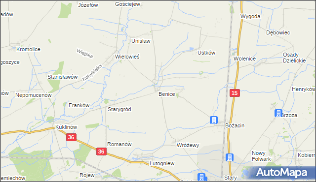 mapa Benice gmina Krotoszyn, Benice gmina Krotoszyn na mapie Targeo